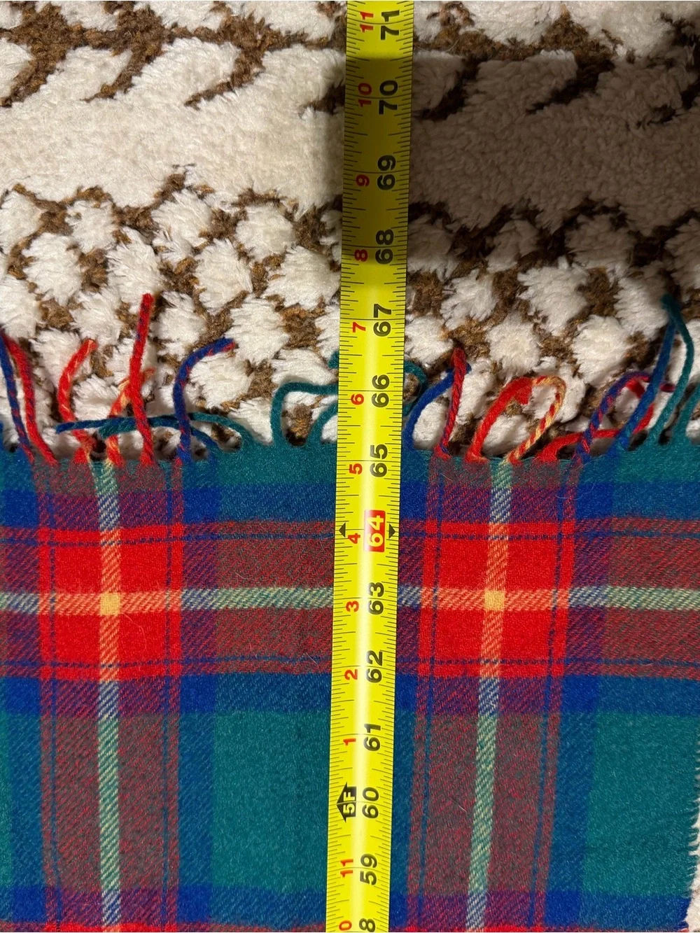 Green and red plaid super soft lambswool scarf